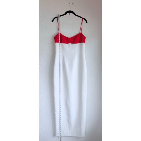 NWOT Amanda Uprichard Lawrence Colorblock Maxi Dress in White & Crimson Red Sz S - Picture 8 of 11